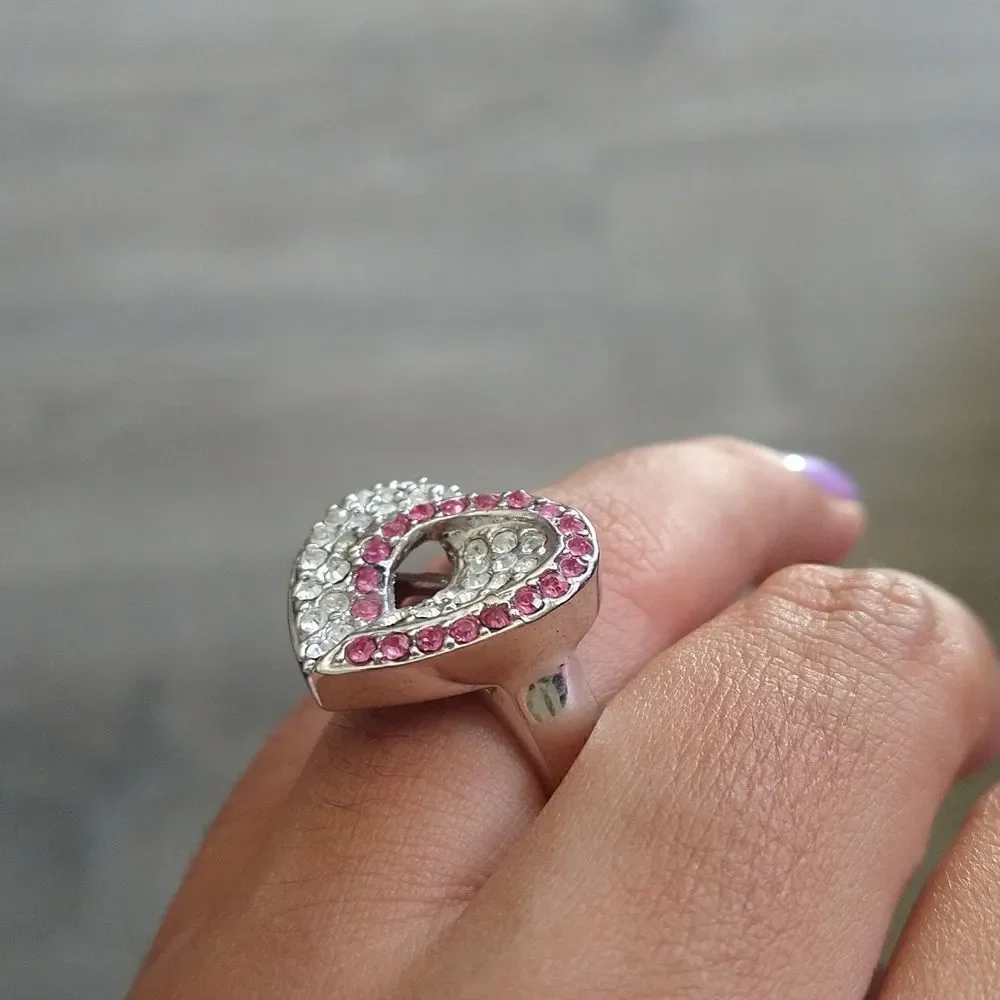 Crystal Pave Heart Ring size 8 - Picture 4 of 6